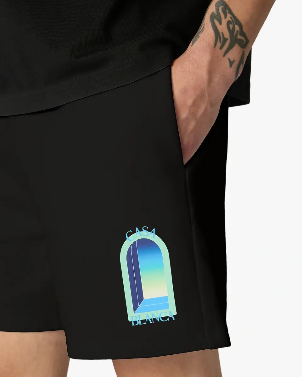Casablanca Black & Mint L'Arche Sweatshorts in Green | Thumbnail 5
