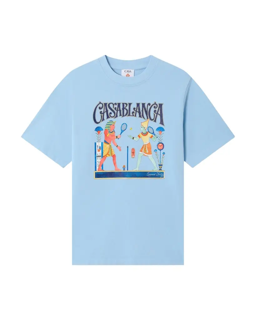 Light Blue Egyptian Tennis Match Short Sleeve T-Shirt Light Blue Egyptian Tennis Match Short Sleeve T-Shirt