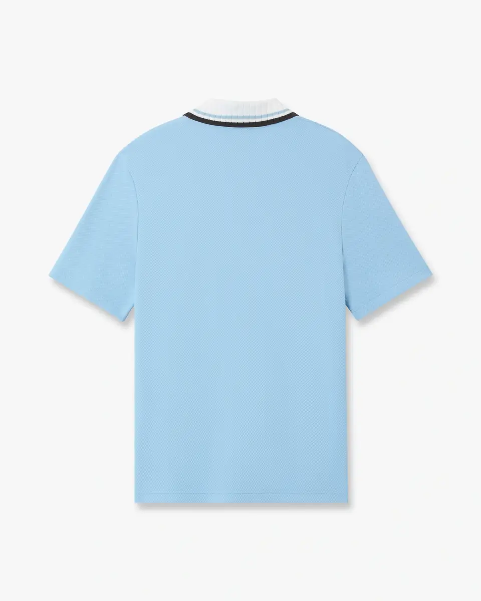 Casablanca Pale Blue Pique Quarter Zip Short Sleeve Polo Shirt | Thumbnail 6