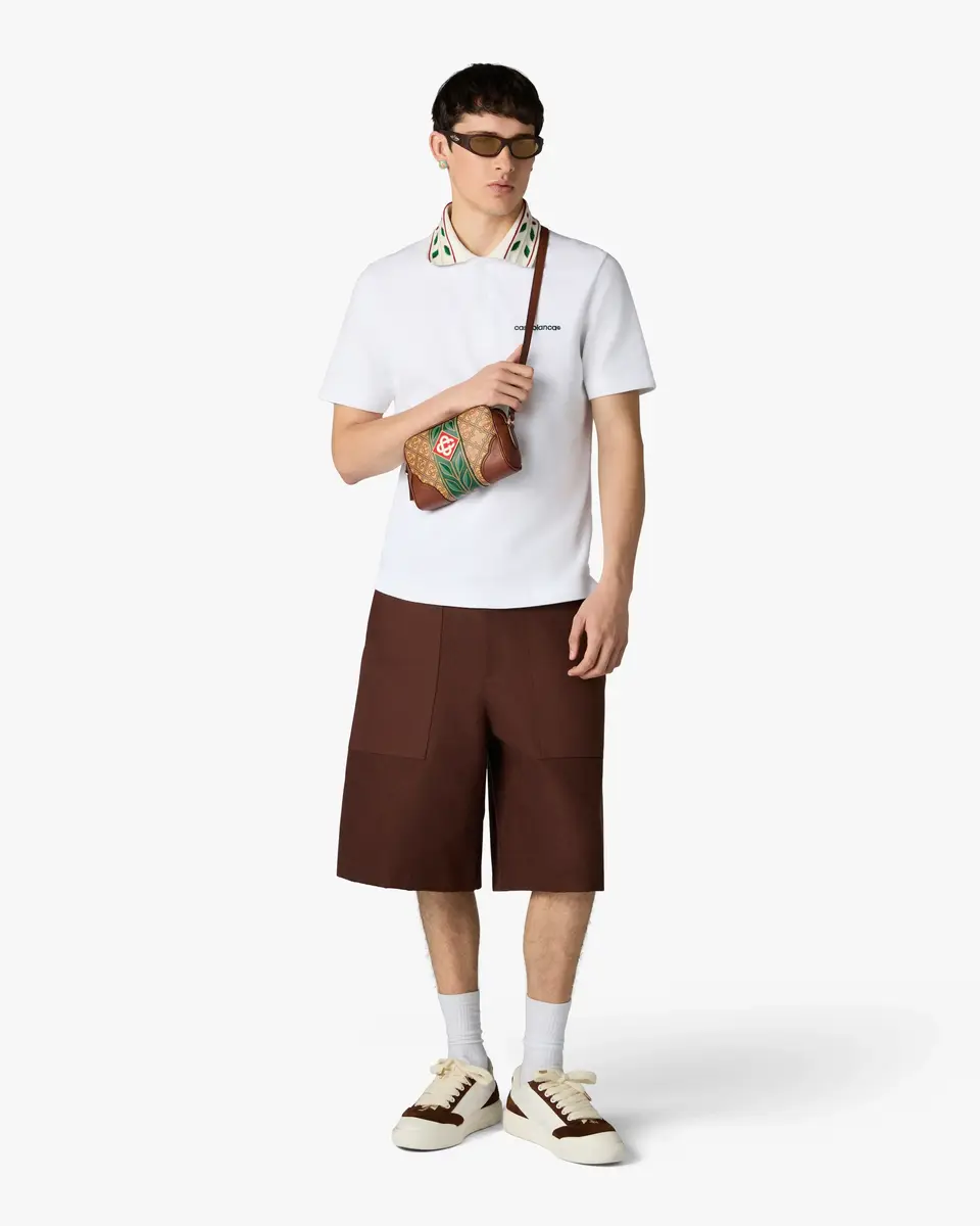 Casablanca White Laurel Pique Short Sleeve Polo Shirt | Thumbnail 2