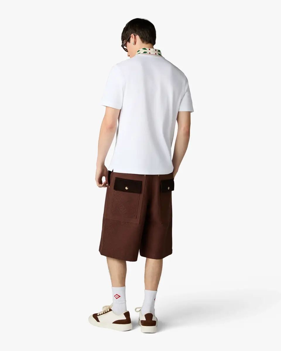 Casablanca White Laurel Pique Short Sleeve Polo Shirt | Thumbnail 3