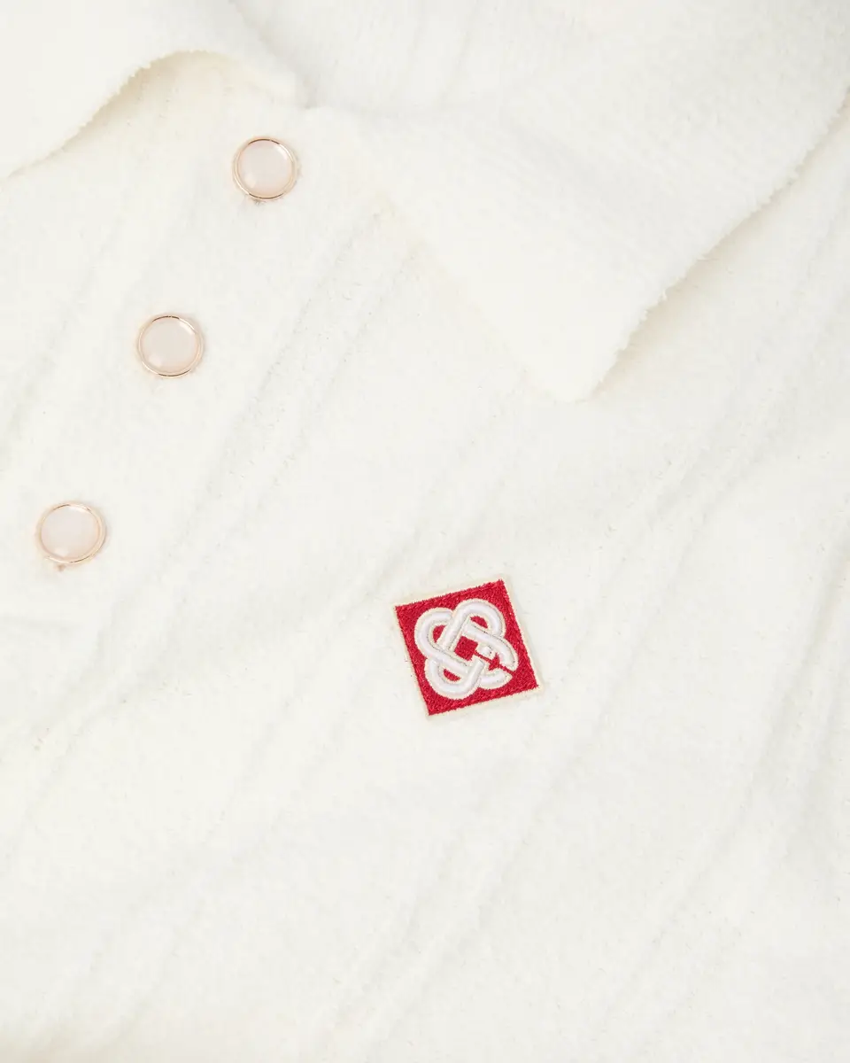 Casablanca White Boucle Long Sleeve Polo Shirt | Thumbnail 6