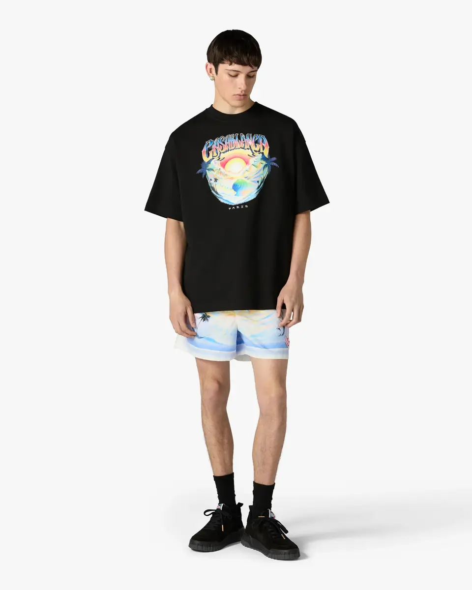 Casablanca Black Airspray Oversized Short Sleeve T-Shirt | Thumbnail 2 Casablanca Black Airspray Oversized Short Sleeve T-Shirt | Thumbnail 2