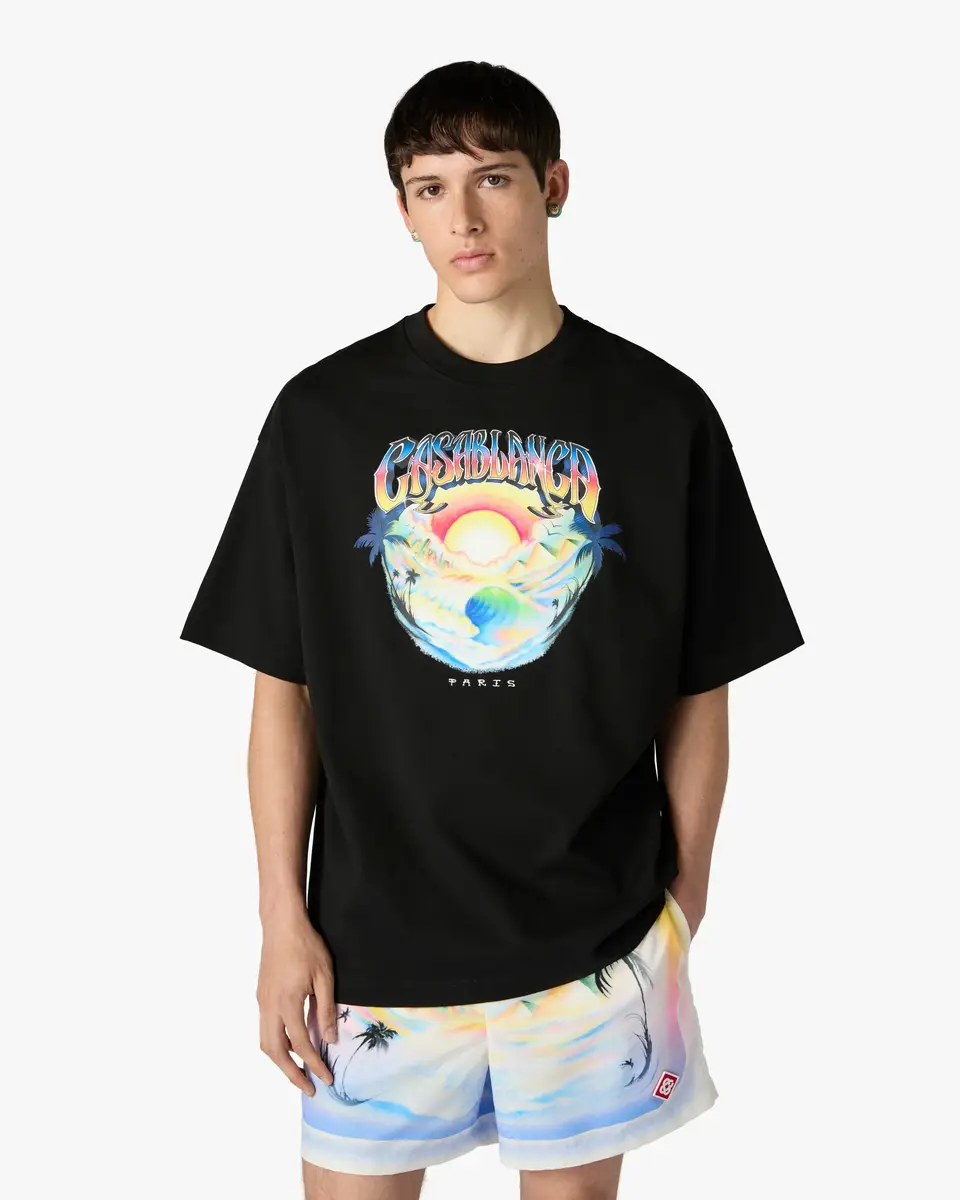 Casablanca Black Airspray Oversized Short Sleeve T-Shirt | Thumbnail 4 Casablanca Black Airspray Oversized Short Sleeve T-Shirt | Thumbnail 4