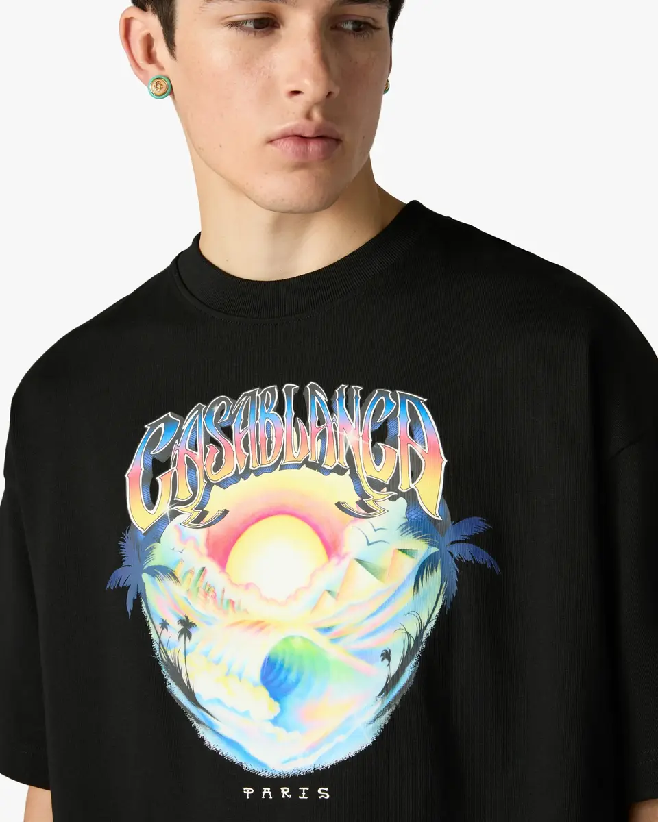 Casablanca Black Airspray Oversized Short Sleeve T-Shirt | Thumbnail 5 Casablanca Black Airspray Oversized Short Sleeve T-Shirt | Thumbnail 5