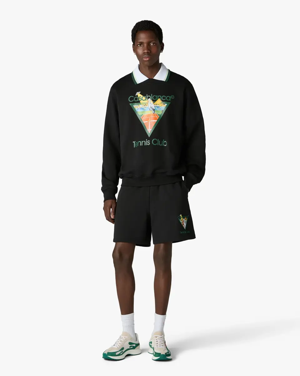 Casablanca Black Tennis Club Icon Pyramid Abduction Embroidered Sweatshorts | Thumbnail 2