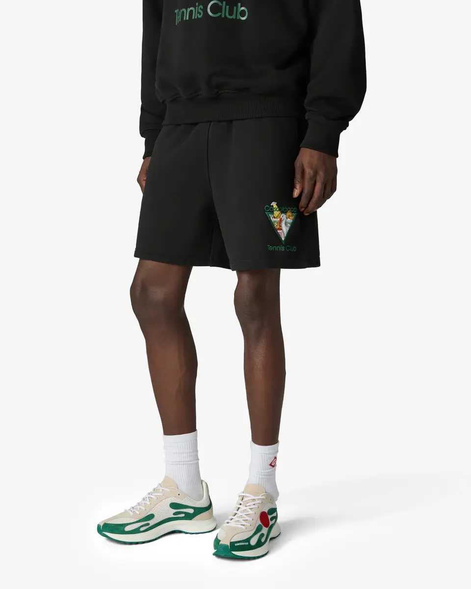 Casablanca Black Tennis Club Icon Pyramid Abduction Embroidered Sweatshorts | Thumbnail 4