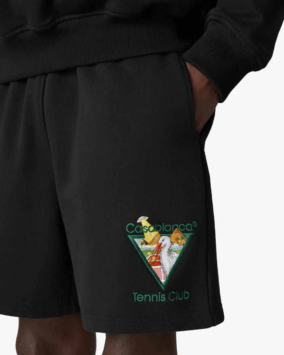 Casablanca Black Tennis Club Icon Pyramid Abduction Embroidered Sweatshorts | Thumbnail 5