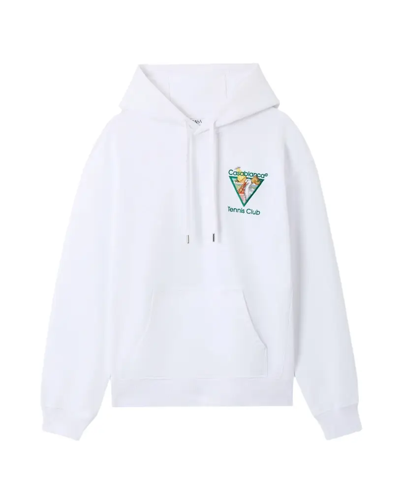 White Tennis Club Icon Pyramid Abduction Embroidered Hooded Sweatshirt