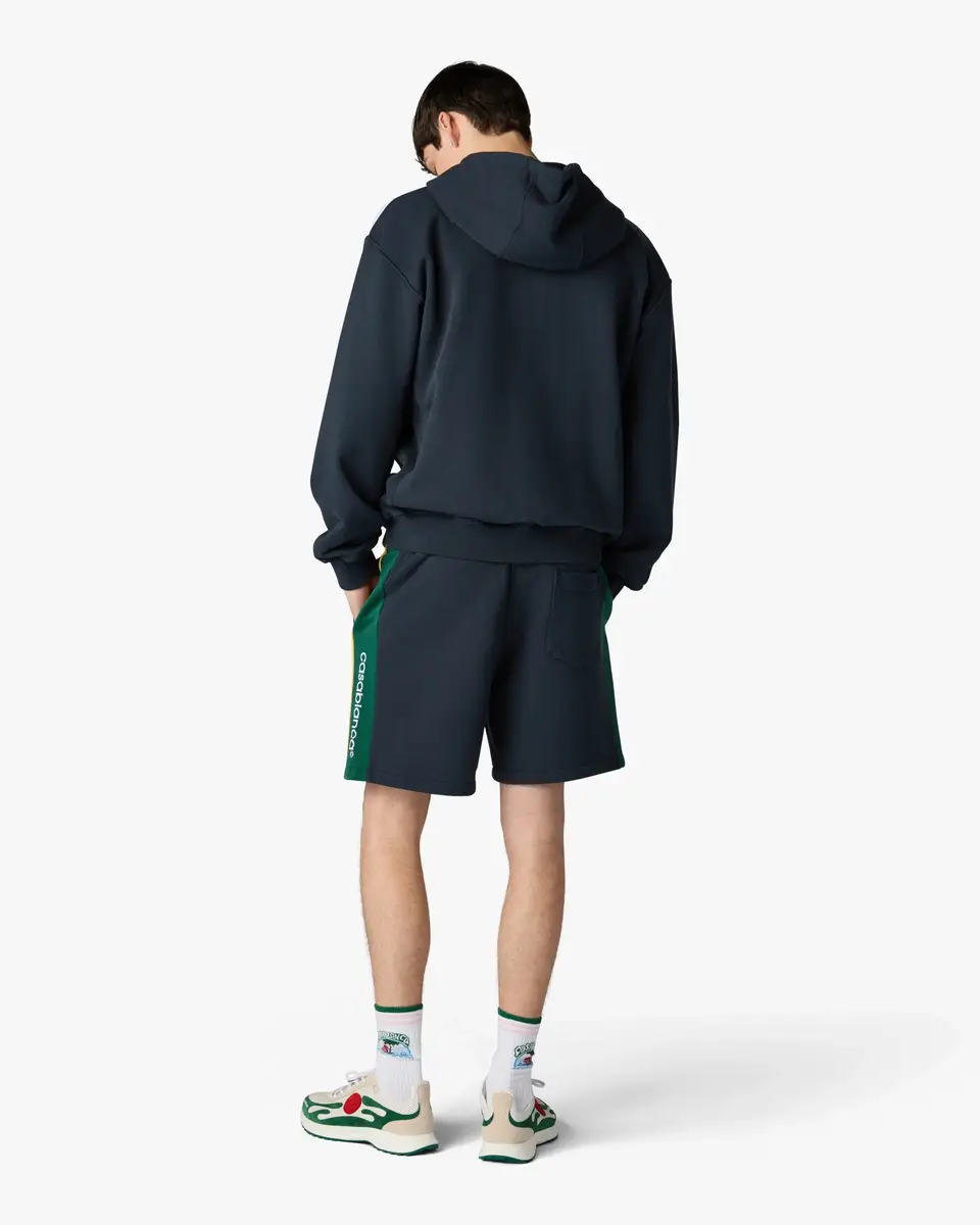 Casablanca Navy & Green Panelled Zip-Up Hooded Sweatshirt | Thumbnail 3