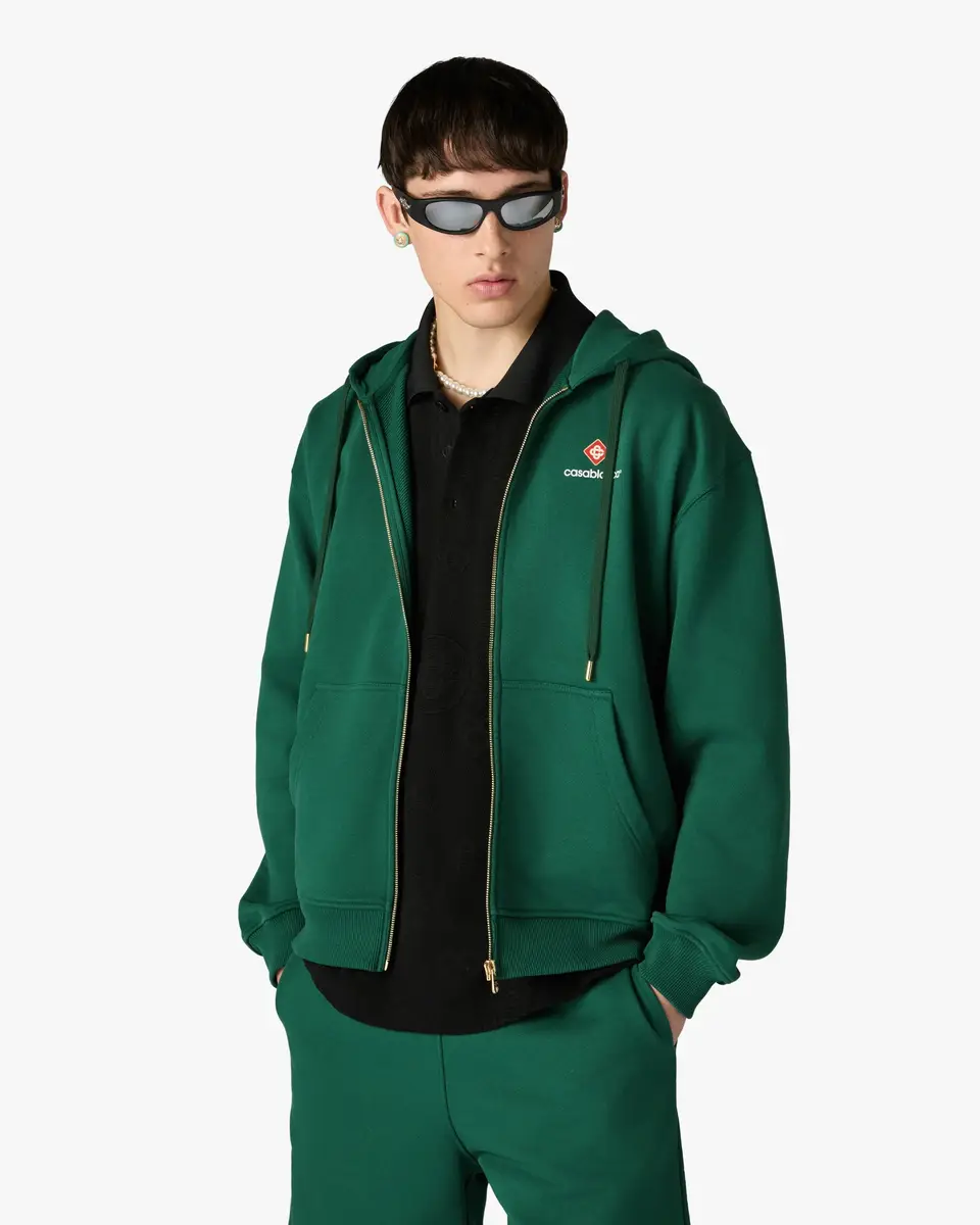 Casablanca Green Sport Type Zip-Up Hooded Sweatshirt | Thumbnail 4 Casablanca Green Sport Type Zip-Up Hooded Sweatshirt | Thumbnail 4