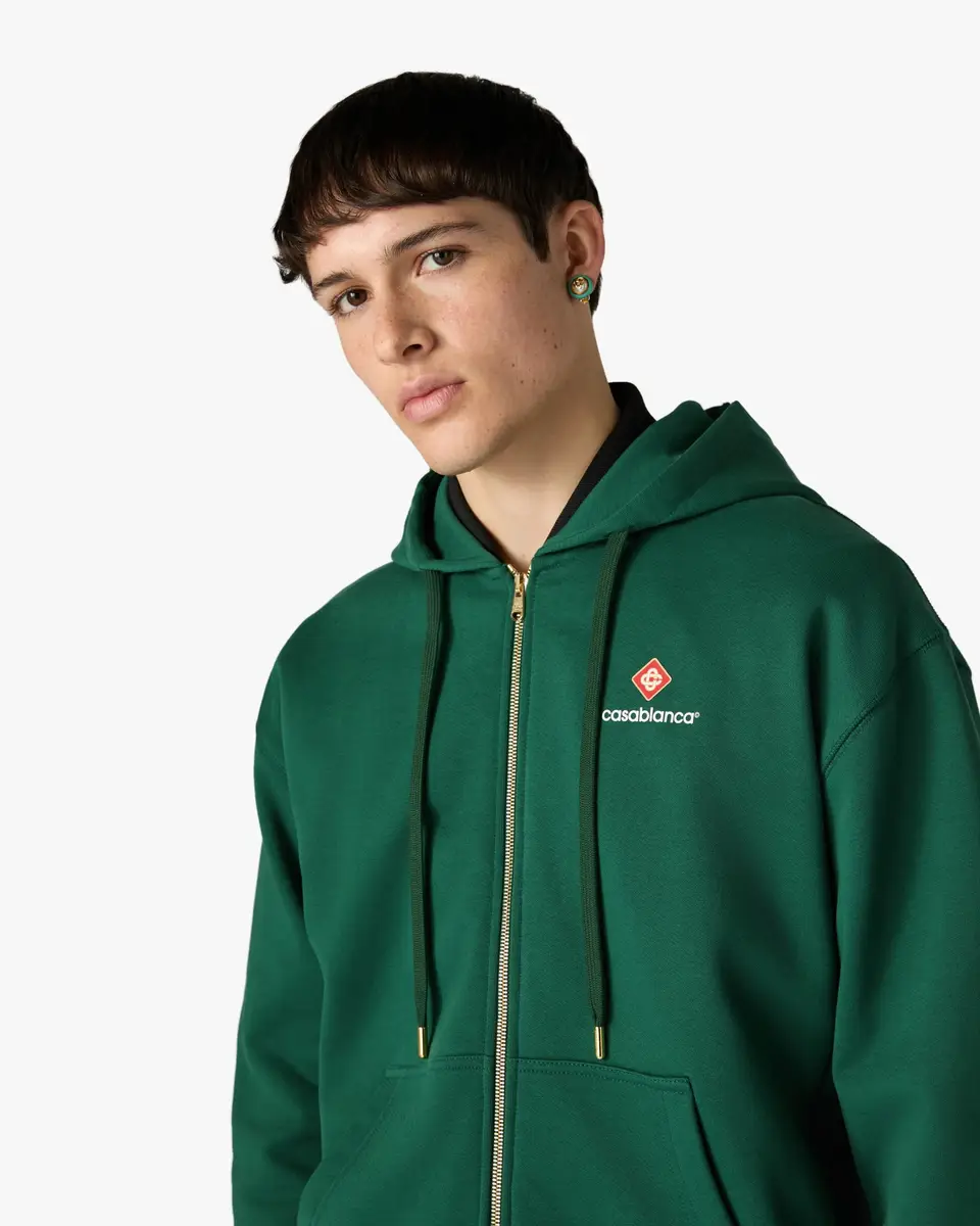 Casablanca Green Sport Type Zip-Up Hooded Sweatshirt | Thumbnail 5 Casablanca Green Sport Type Zip-Up Hooded Sweatshirt | Thumbnail 5