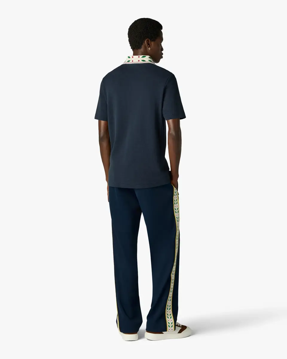Casablanca Navy Laurel Pique Short Sleeve Polo Shirt | Thumbnail 3 Casablanca Navy Laurel Pique Short Sleeve Polo Shirt | Thumbnail 3