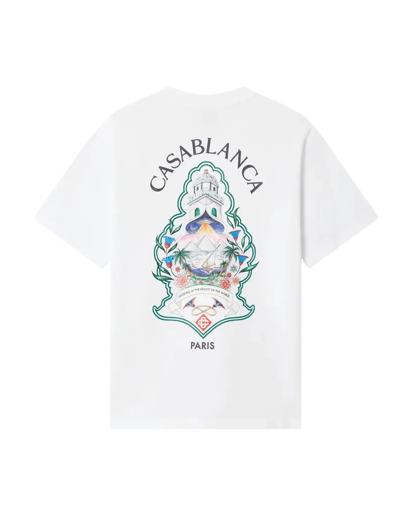 Casablanca White Hotel Emblem Short Sleeve T-Shirt