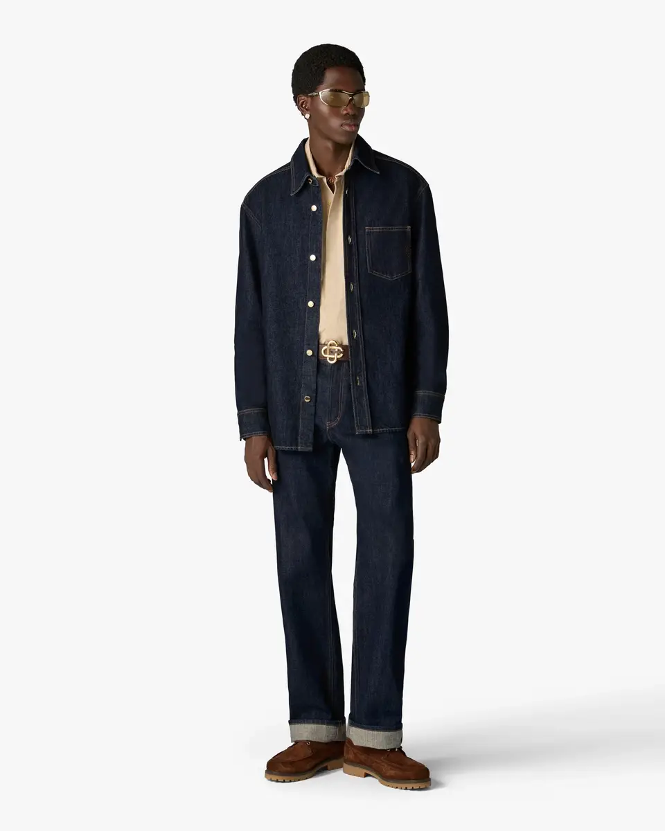 Casablanca Indigo Raw Denim Long Sleeve Shirt | Thumbnail 2