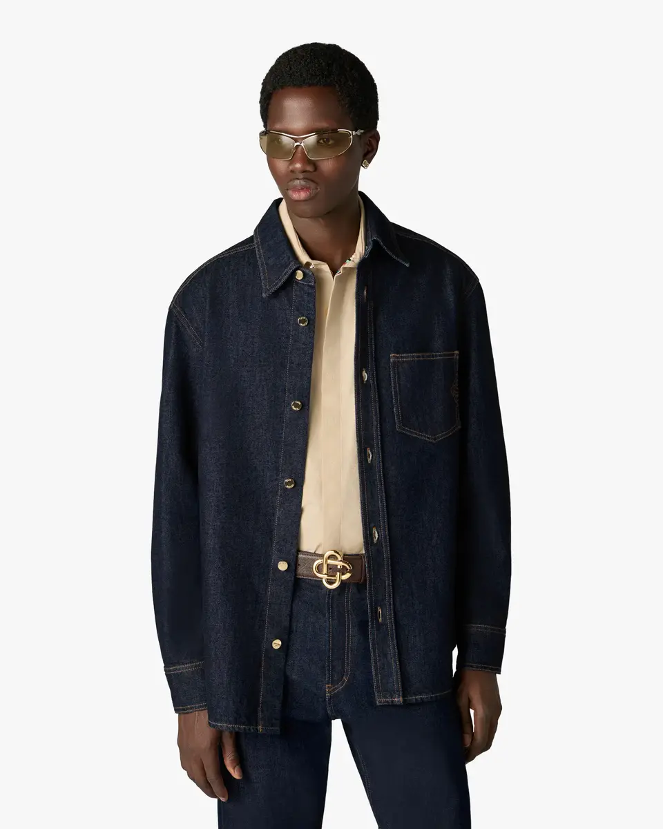 Casablanca Indigo Raw Denim Long Sleeve Shirt | Thumbnail 4