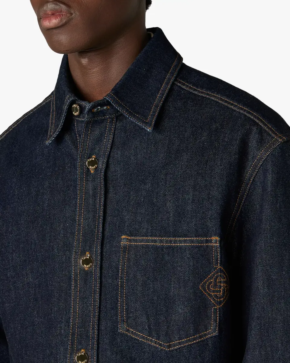 Casablanca Indigo Raw Denim Long Sleeve Shirt | Thumbnail 5