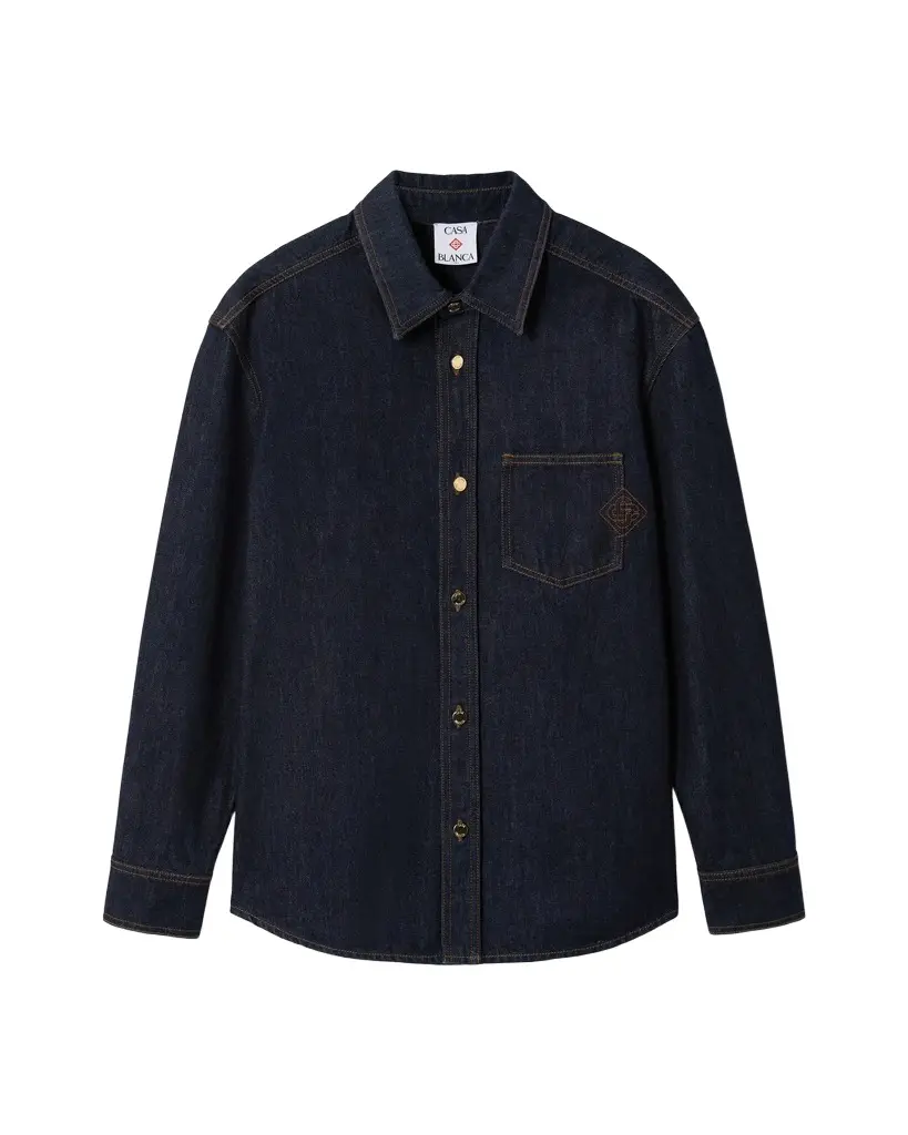 Casablanca Indigo Raw Denim Long Sleeve Shirt
