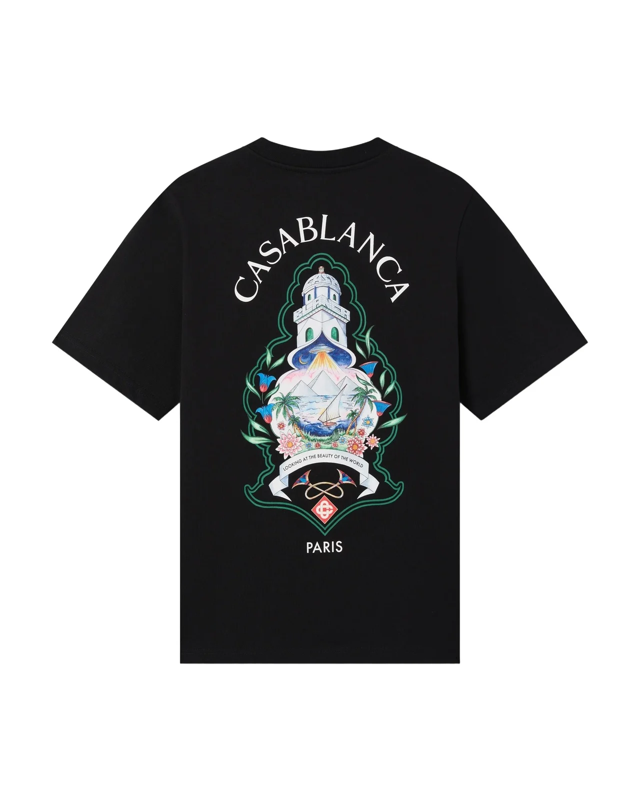 Casablanca Black Hotel Emblem Short Sleeve T-Shirt