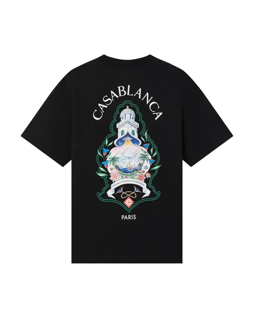 Casablanca Black Hotel Emblem Short Sleeve T-Shirt