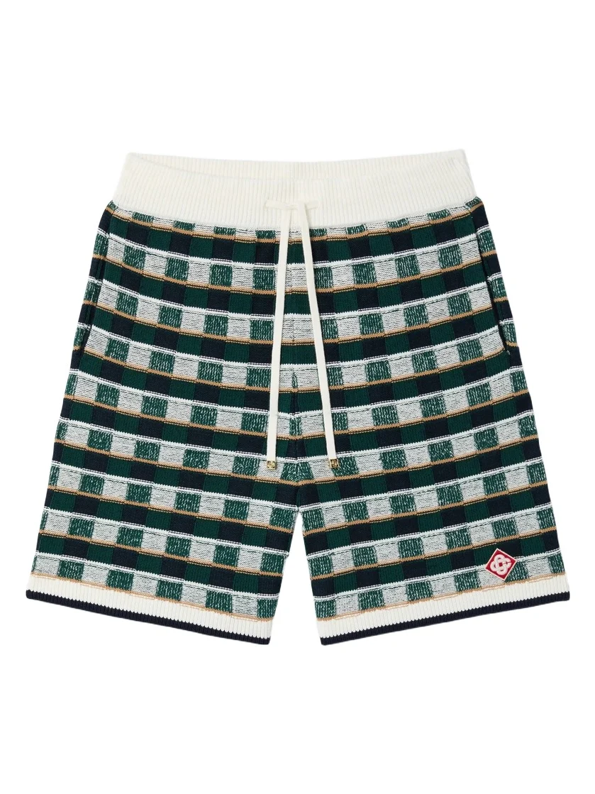 Casablanca Green Crochet Mosaic Shorts