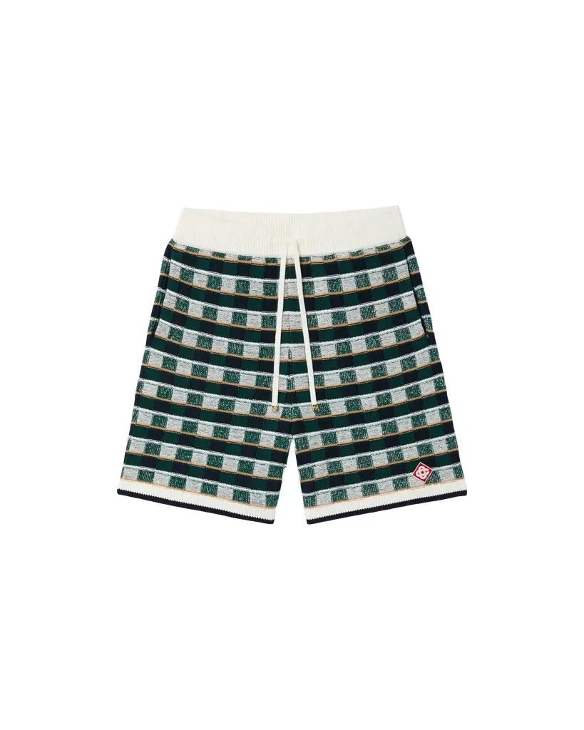 Casablanca Green Crochet Mosaic Shorts