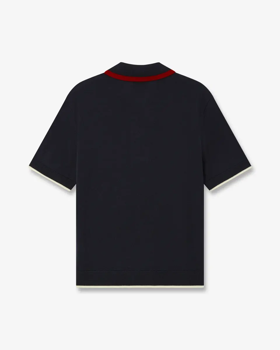 Casablanca Navy Merino Short Sleeve Polo Shirt | Thumbnail 6