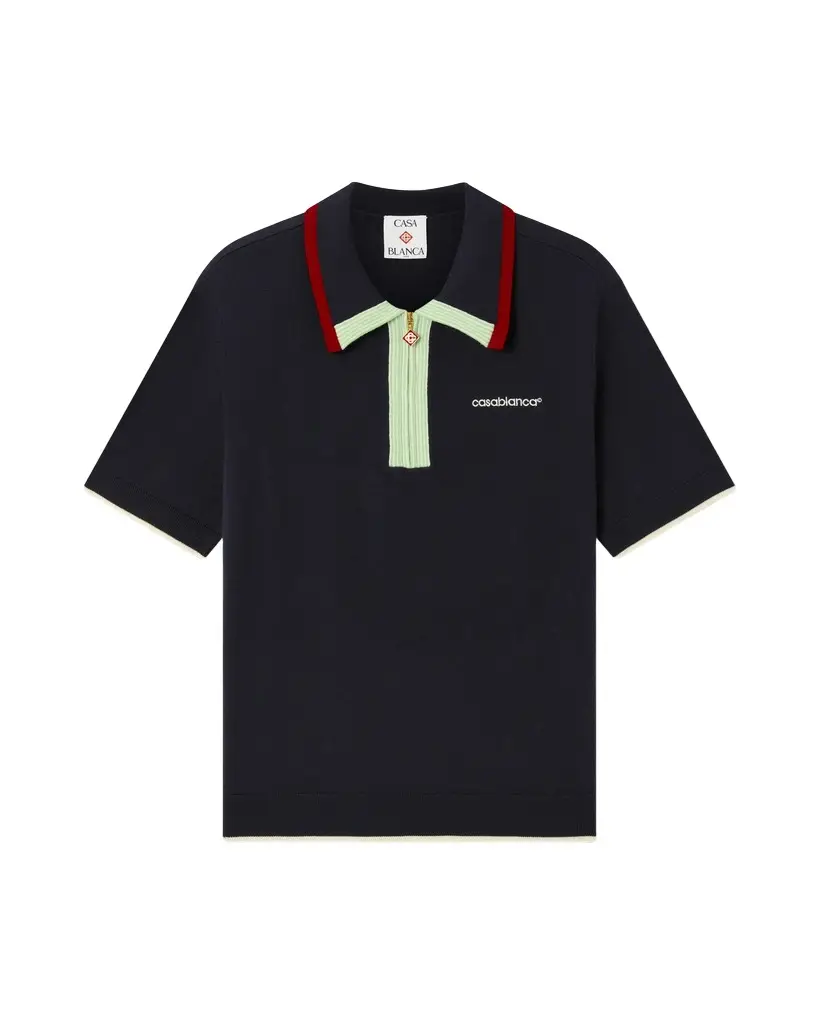 Navy Merino Short Sleeve Polo Shirt Navy Merino Short Sleeve Polo Shirt