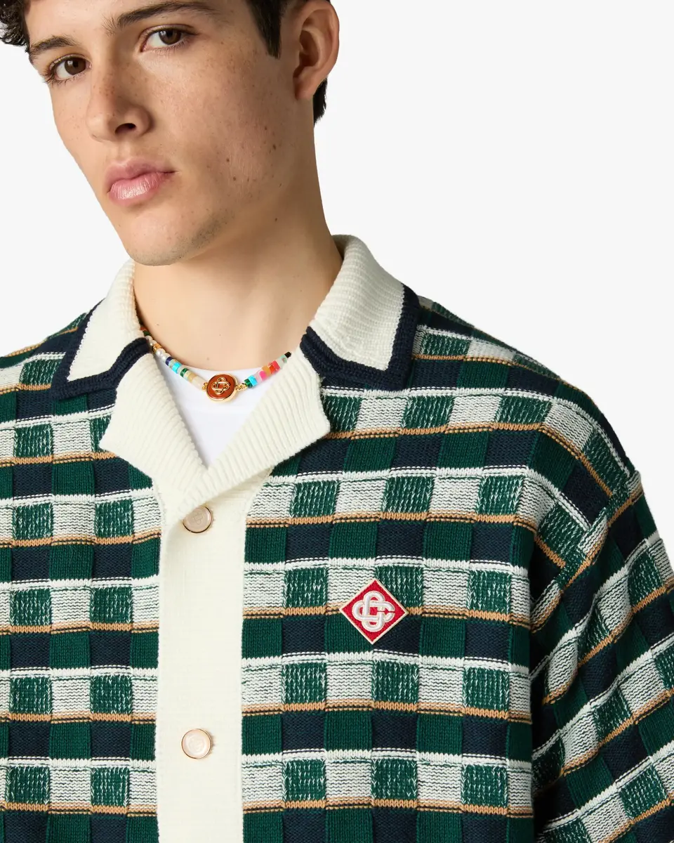 Casablanca Green Crochet Mosaic Short Sleeve Shirt | Thumbnail 5