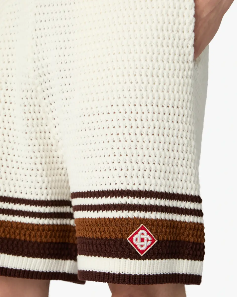 Casablanca White & Brown Tennis Stripe Crochet Shorts | Thumbnail 5 Casablanca White & Brown Tennis Stripe Crochet Shorts | Thumbnail 5