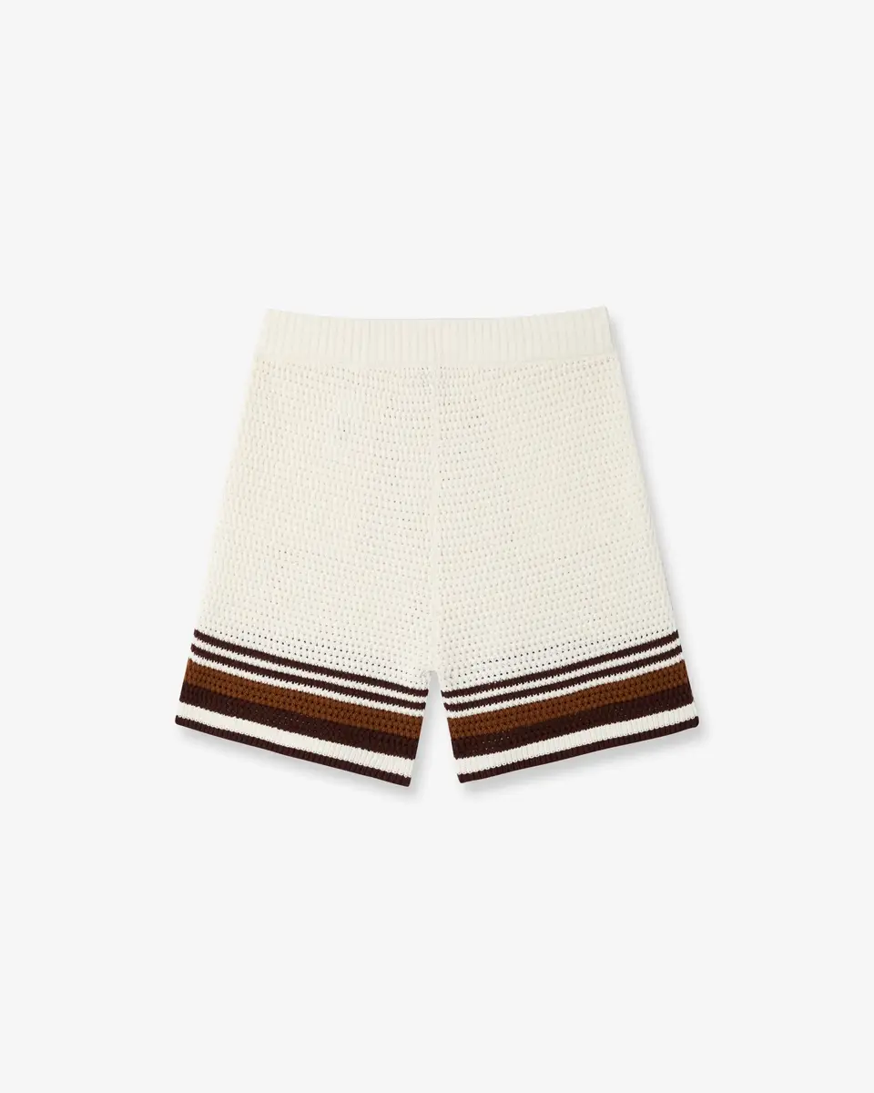 Casablanca White & Brown Tennis Stripe Crochet Shorts | Thumbnail 7 Casablanca White & Brown Tennis Stripe Crochet Shorts | Thumbnail 7