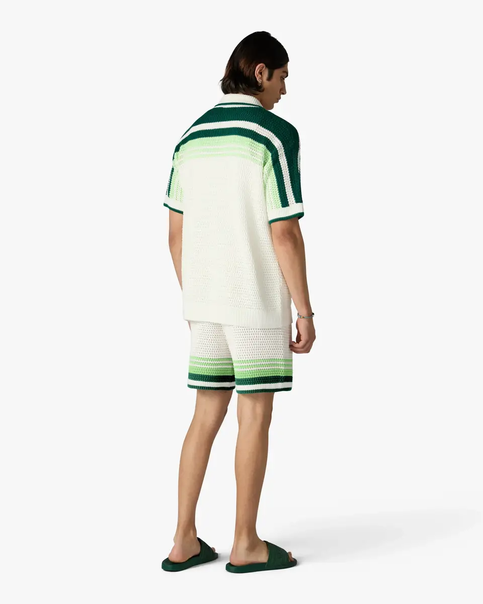 Casablanca Green & White Tennis Stripe Crochet Shorts | Thumbnail 3 Casablanca Green & White Tennis Stripe Crochet Shorts | Thumbnail 3