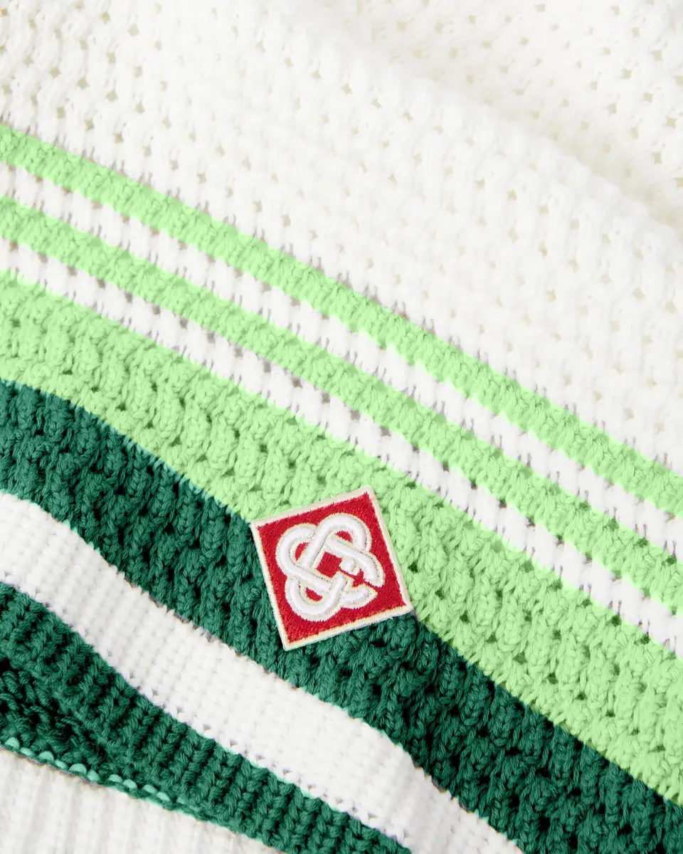 Casablanca Green & White Tennis Stripe Crochet Shorts | Thumbnail 7 Casablanca Green & White Tennis Stripe Crochet Shorts | Thumbnail 7