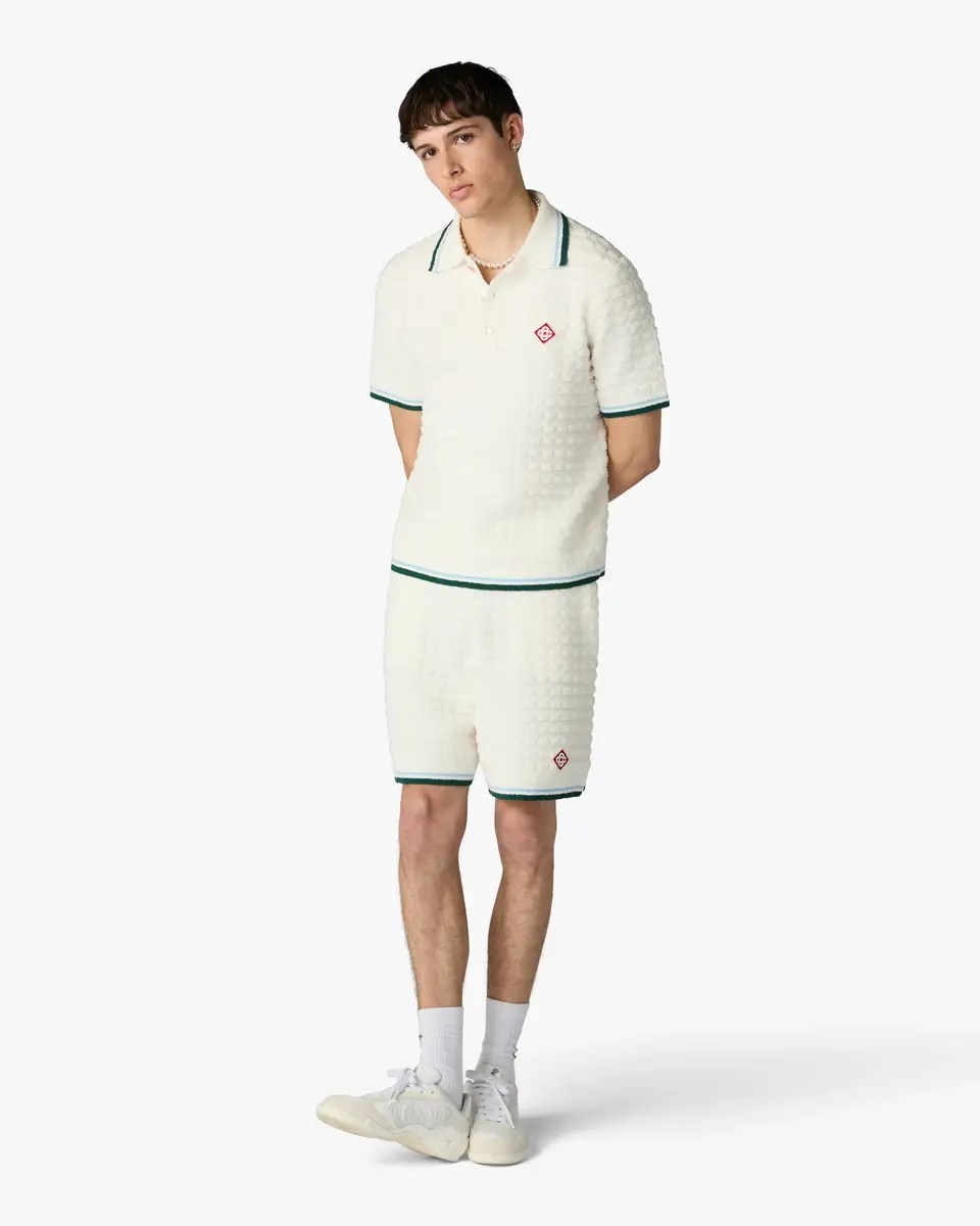 Casablanca White Boucle Short Sleeve Polo Shirt | Thumbnail 2 Casablanca White Boucle Short Sleeve Polo Shirt | Thumbnail 2