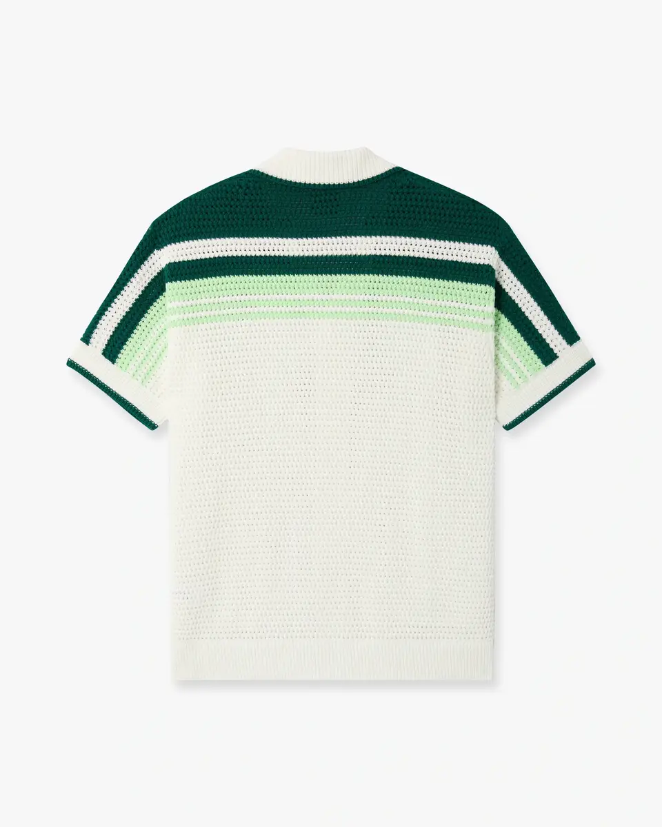 Casablanca Green & White Tennis Stripe Crochet Short Sleeve Shirt | Thumbnail 6 Casablanca Green & White Tennis Stripe Crochet Short Sleeve Shirt | Thumbnail 6