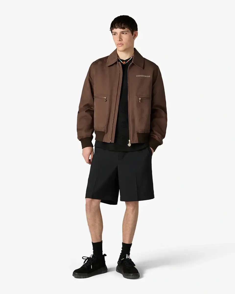 Casablanca Dark Brown Monogram Cotton Blouson | Thumbnail 2 Casablanca Dark Brown Monogram Cotton Blouson | Thumbnail 2