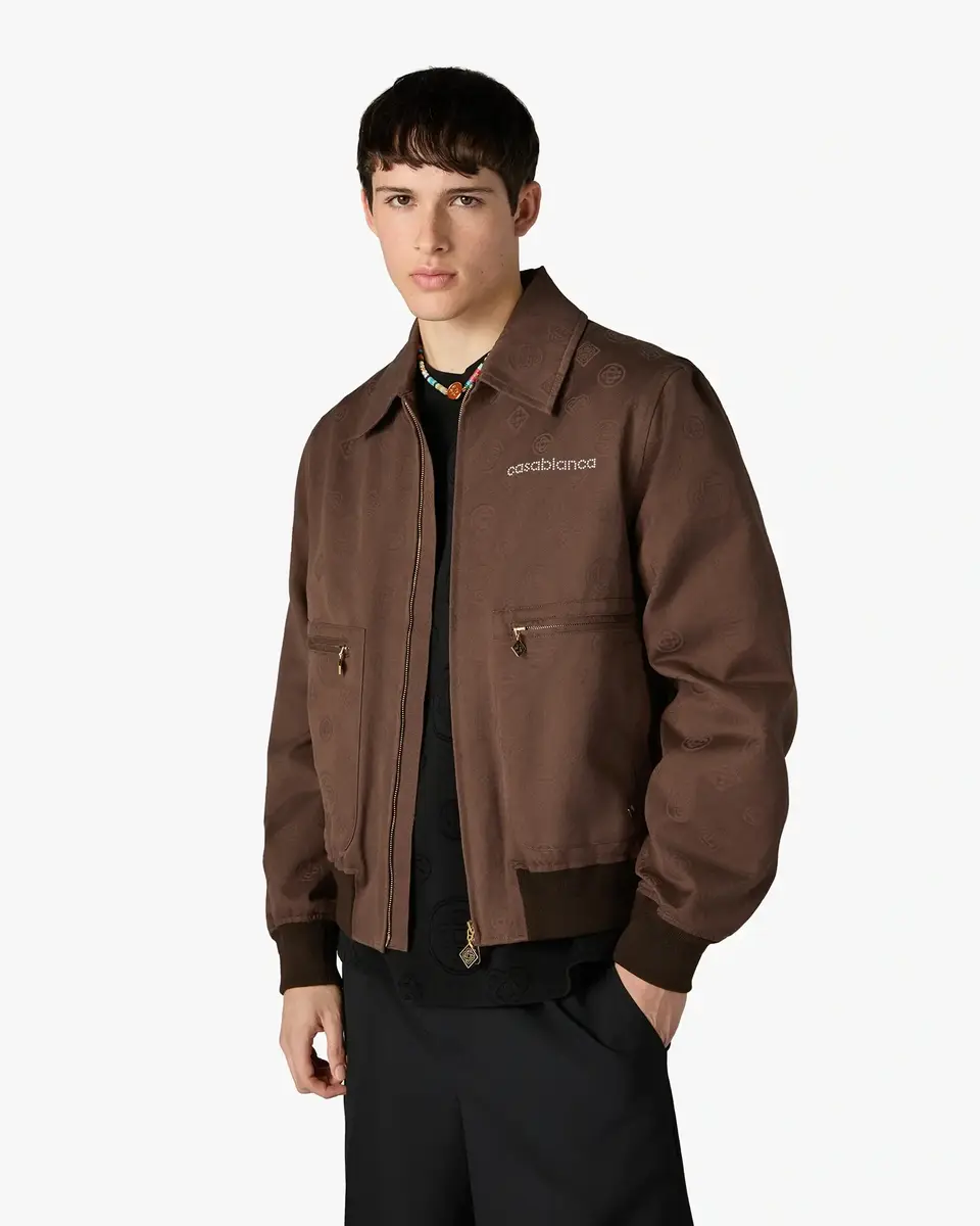 Casablanca Dark Brown Monogram Cotton Blouson | Thumbnail 4 Casablanca Dark Brown Monogram Cotton Blouson | Thumbnail 4