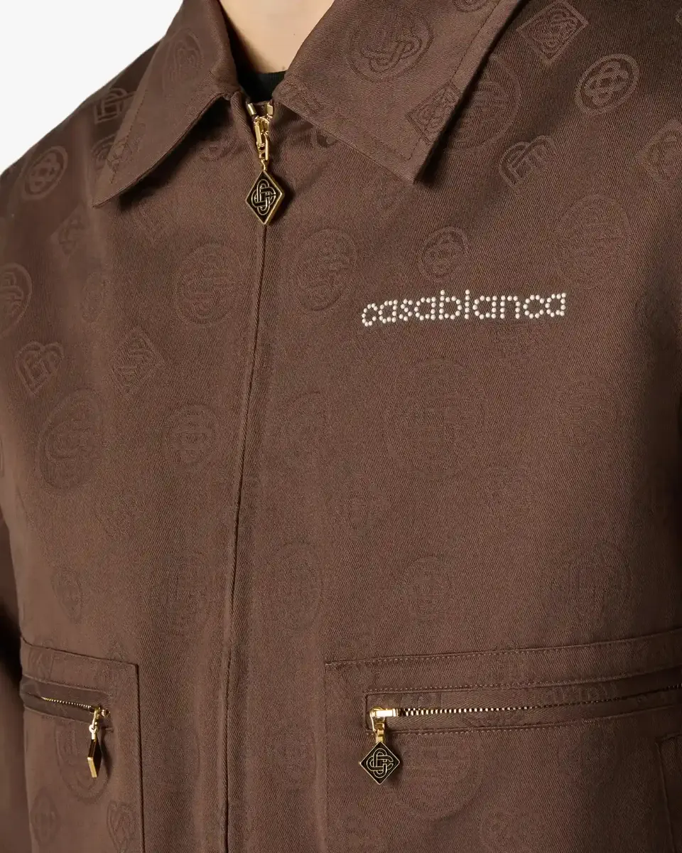 Casablanca Dark Brown Monogram Cotton Blouson | Thumbnail 5 Casablanca Dark Brown Monogram Cotton Blouson | Thumbnail 5