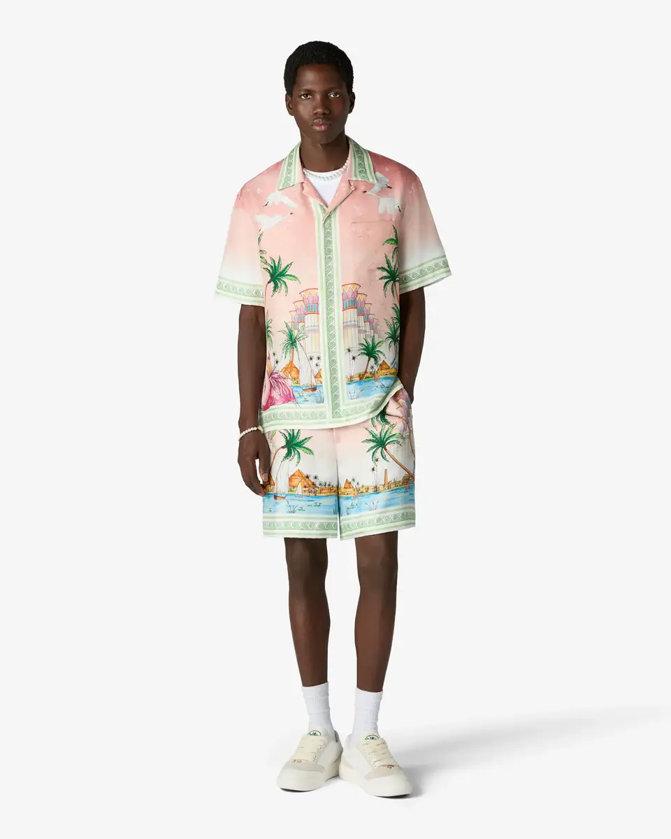 Casablanca Pink Ethereal Short Sleeve Silk Shirt | Thumbnail 2
