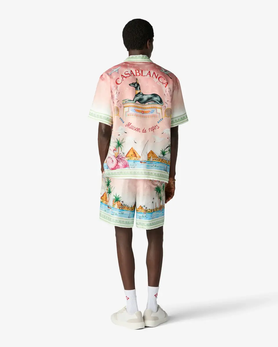 Casablanca Pink Ethereal Short Sleeve Silk Shirt | Thumbnail 3