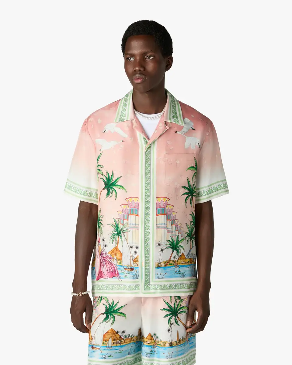 Casablanca Pink Ethereal Short Sleeve Silk Shirt | Thumbnail 4