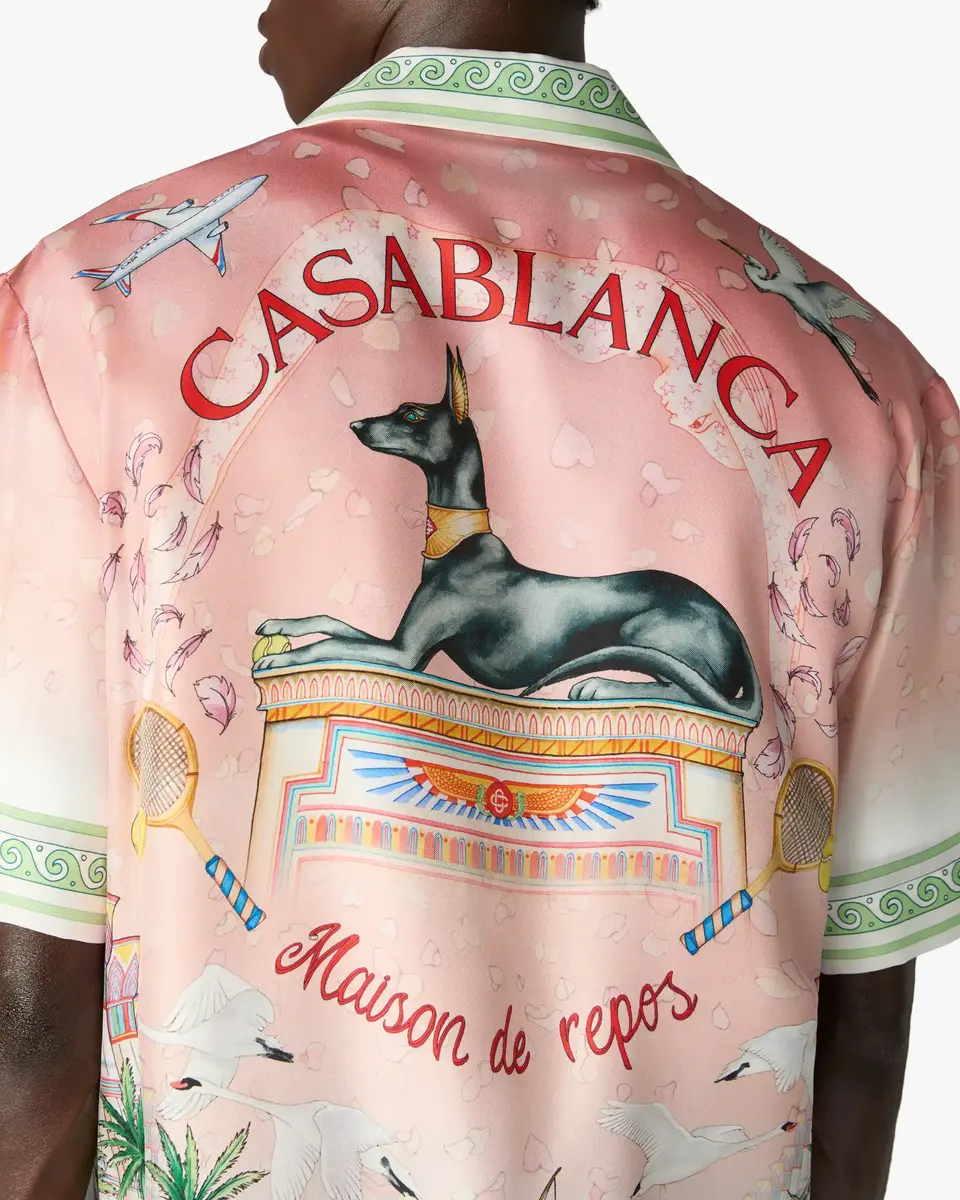 Casablanca Pink Ethereal Short Sleeve Silk Shirt | Thumbnail 5