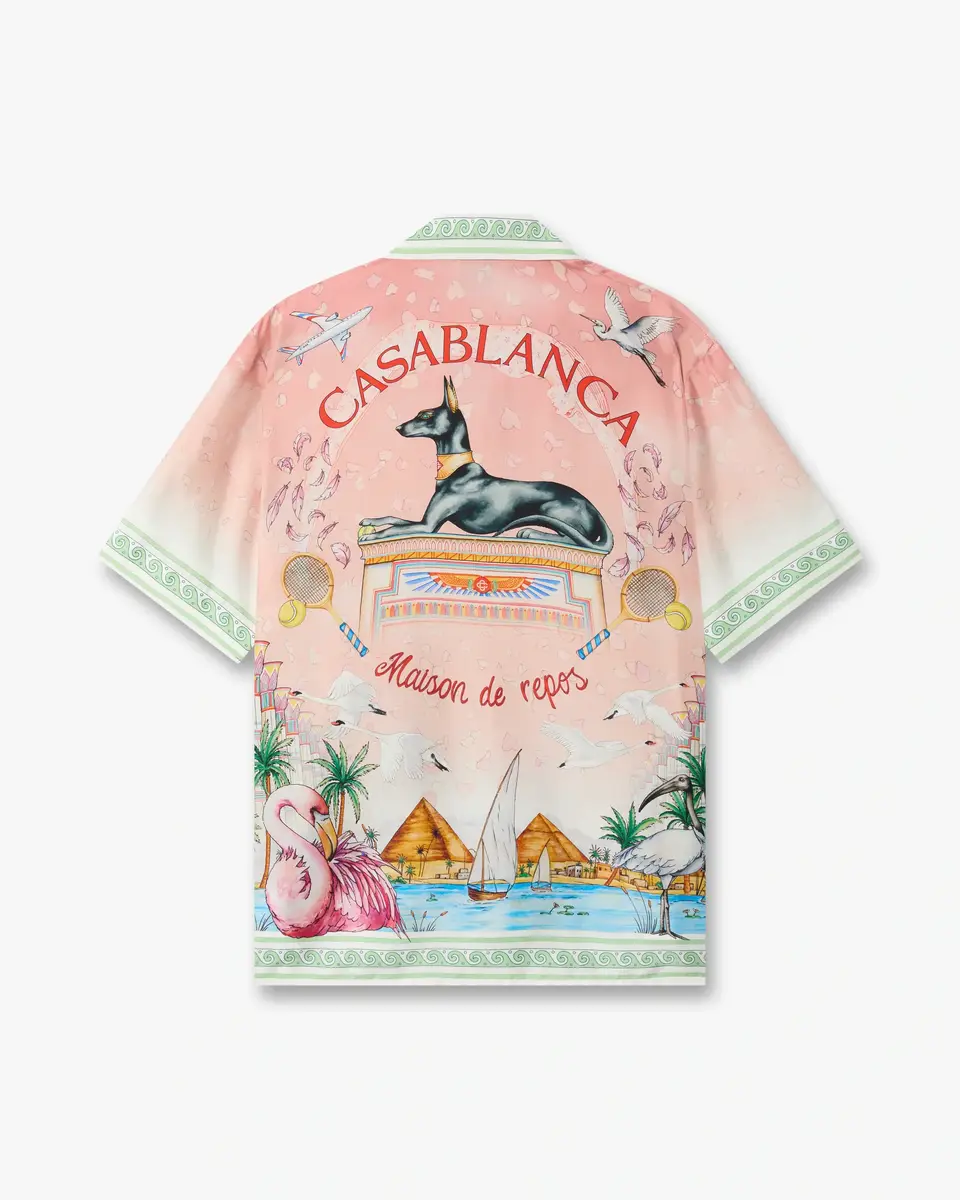 Casablanca Pink Ethereal Short Sleeve Silk Shirt | Thumbnail 6