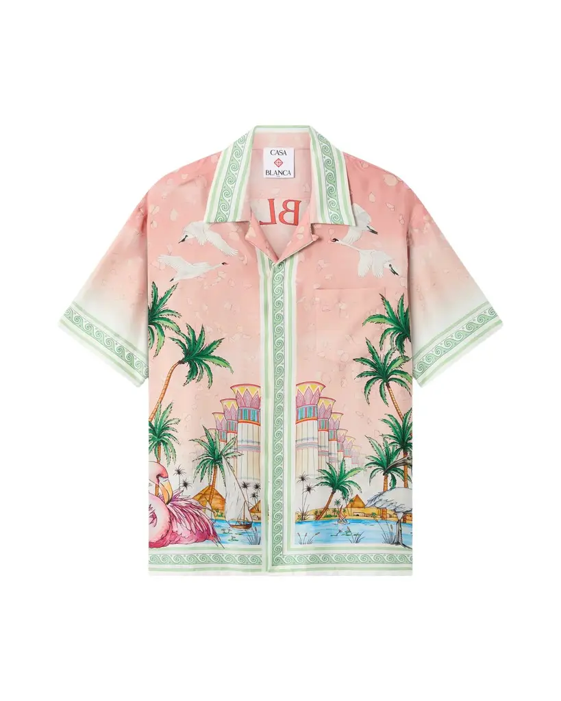 Pink Ethereal Short Sleeve Silk Shirt Pink Ethereal Short Sleeve Silk Shirt