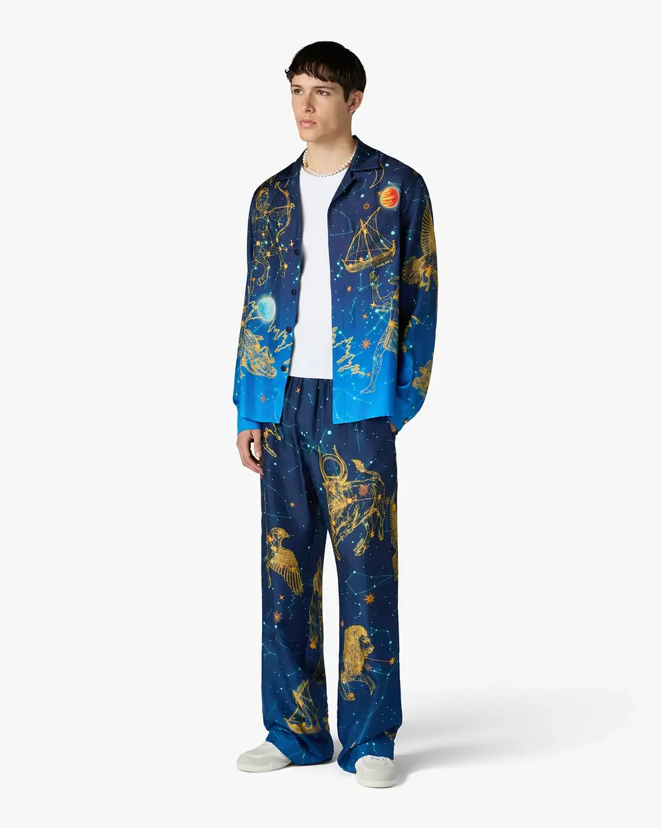 Casablanca Blue Astrology Long Sleeve Silk Shirt | Thumbnail 2 Casablanca Blue Astrology Long Sleeve Silk Shirt | Thumbnail 2