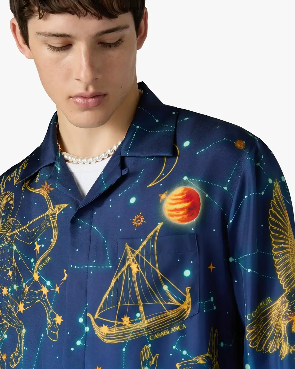 Casablanca Blue Astrology Long Sleeve Silk Shirt | Thumbnail 5 Casablanca Blue Astrology Long Sleeve Silk Shirt | Thumbnail 5
