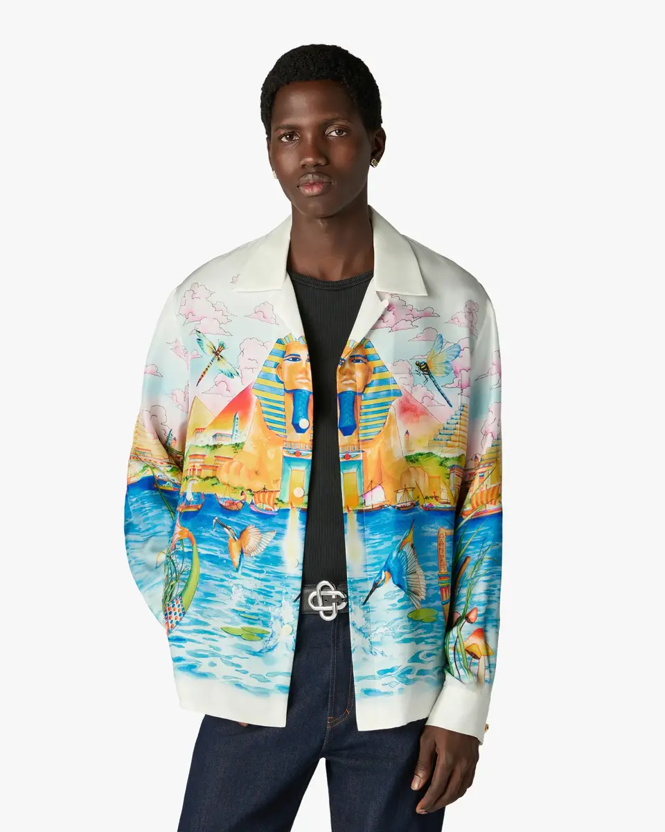 Casablanca Multicolour Egypt As It Was Long Sleeve Linen Shirt | Thumbnail 4