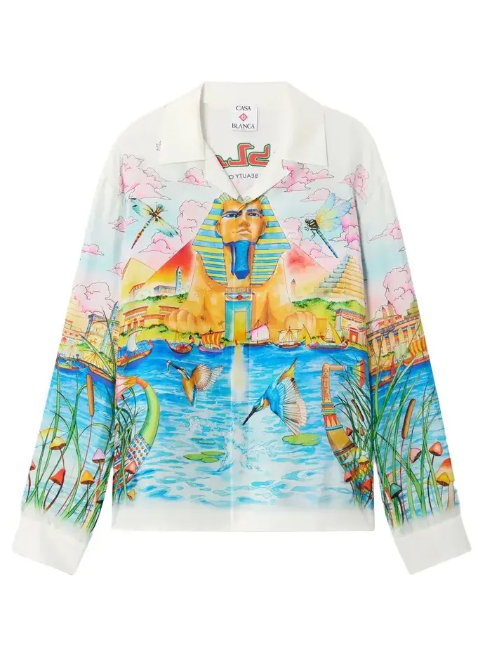 Multicolour Egypt As It Was Long Sleeve Linen Shirt