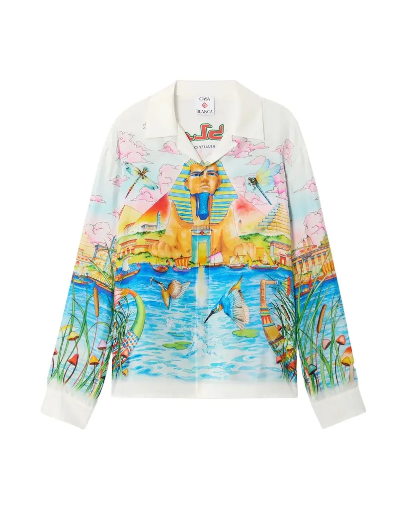Multicolour Egypt As It Was Long Sleeve Linen Shirt