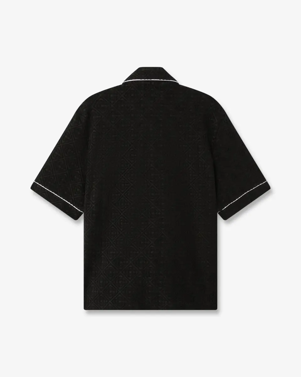 Casablanca Black Towelling Monogram Short Sleeve Shirt in White | Thumbnail 7 Casablanca Black Towelling Monogram Short Sleeve Shirt in White | Thumbnail 7